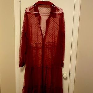 Burgundy floor length dress